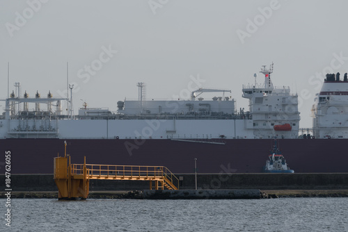 LNG TANKER - A ship moored at the gas terminal