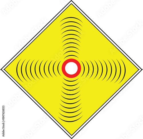 Illustration of warning sign of radio waves emission or electromagnetic radiation propagation