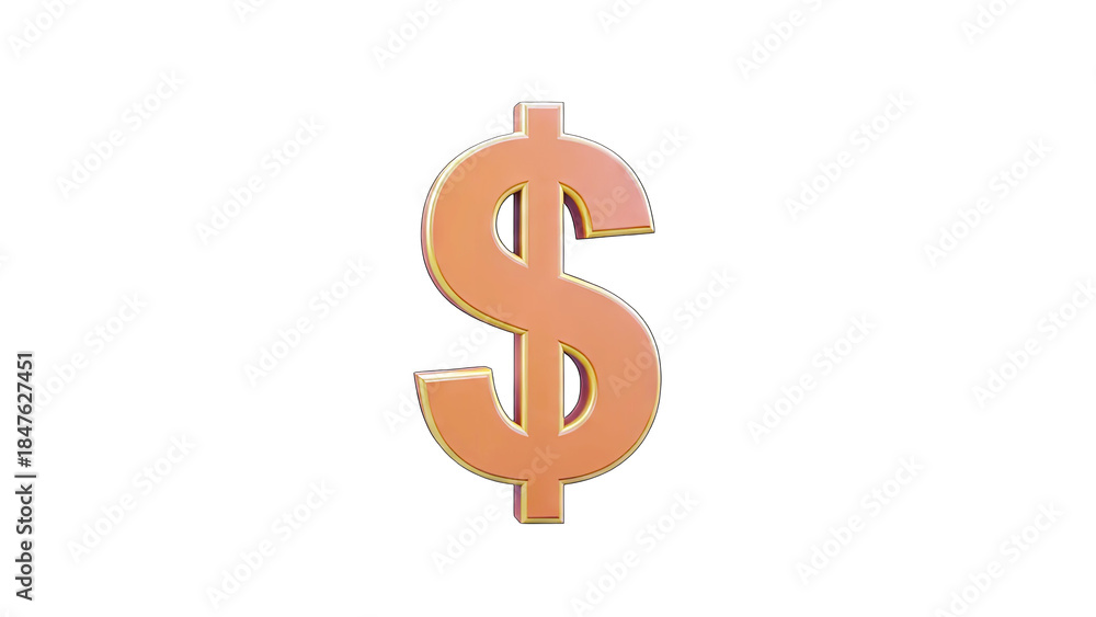 Fototapeta premium 3D Dollar Sign Isolated on White Background