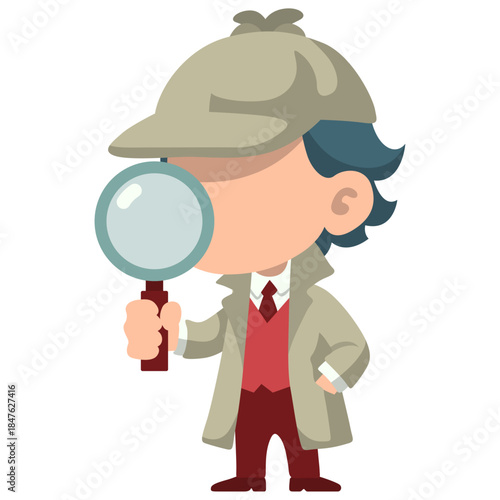 Male Detective Cartoon Character Illustration.