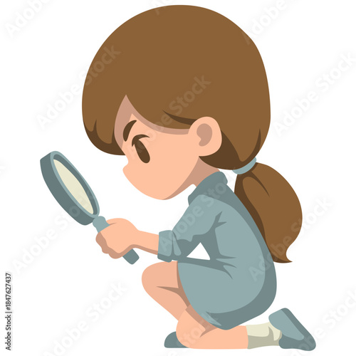Female Detective Cartoon Character Illustration.