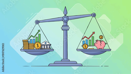 Financial Balance and Growth A Scale Illustrating Investment, Savings, and Economic Progress