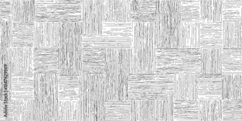 Black and white abstract pattern of varied rectangular blocks filled with parallel lines background texture