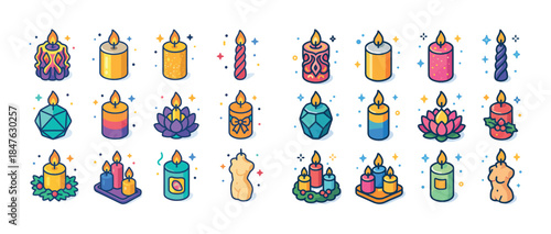 Colorful decorative candles - variety of designs and shapes