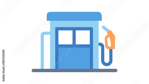 Modern gas pump station with blue and orange details