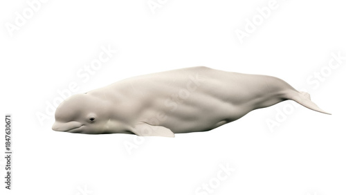 Konstfotografi Isolated Beluga whale, an arctic and subarctic cetacean, a gentle marine mammal,