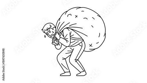 Man struggling under heavy emotional burden and stress