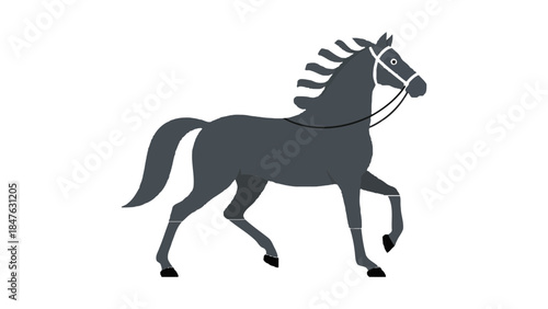 Dark horse with cream mane and legs in motion