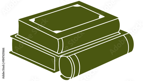 Stack of books in green color
