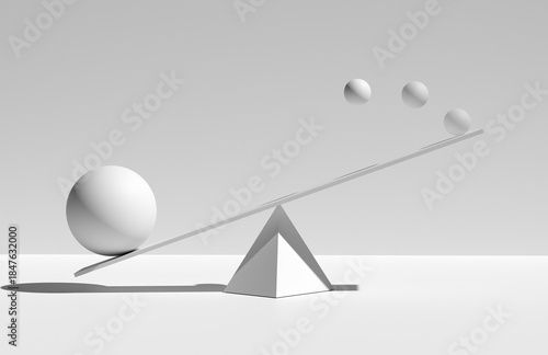 Balancing Spheres on Minimalist Seesaw