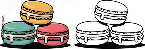 Colorful macarons stack vector illustration delicious french dessert bakery sweet treat
