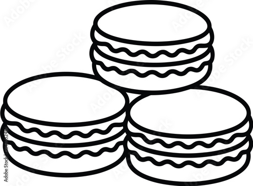 Macaron outline illustration vector image for bakery shop logo and dessert menu design