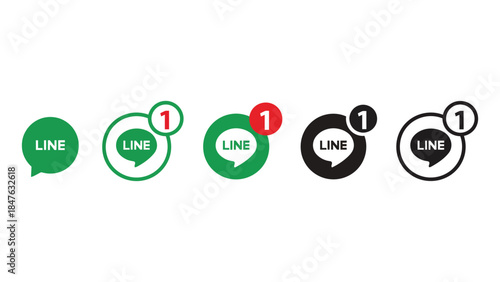 Modern chat icons with notification badges for social media