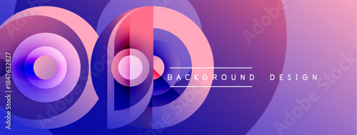 Abstract colorful design features overlapping circles, gradients. Modern aesthetic suitable for backgrounds, banners, presentations. Vibrant hues create dynamic visual impact.