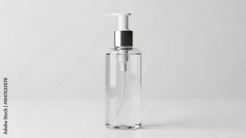Naklejka premium Transparent Glass Pump Bottle for Skincare