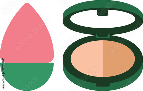 Cosmetics powder foundation with sponge beauty face makeup skincare beauty products
