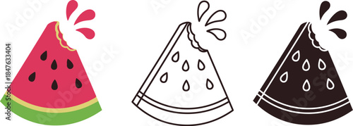 Vibrant watermelon slices in colorful and line art styles