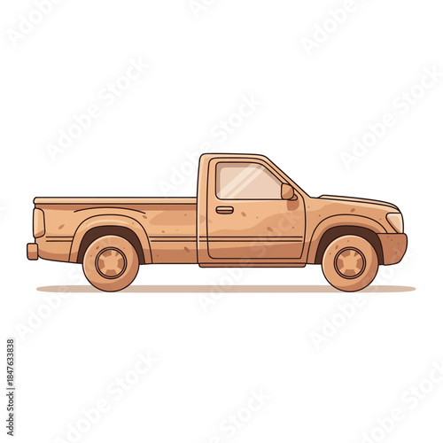 Side view of a rustic wooden pickup truck illustration