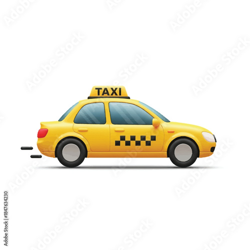 Yellow taxi car in motion, urban transportation service