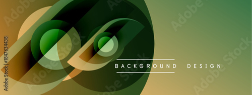 Abstract design features flowing shapes, gradients. Colors include green, brown, gold. Modern aesthetic suitable for backgrounds.