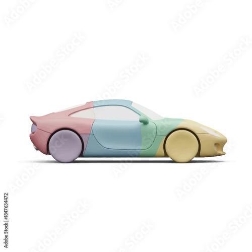 Colorful Abstract Car Design with Pastel Color Blocking