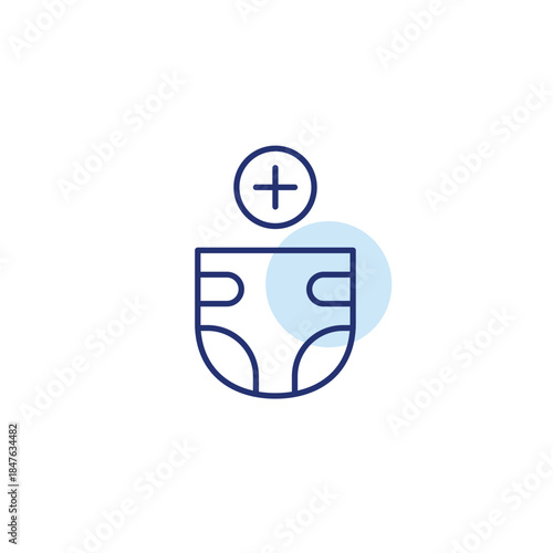 Baby diaper and plus. Family update, new childcare. Pixel perfect, editable stroke vector icon