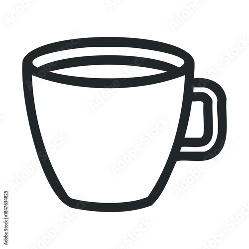 Minimalist beverage cup outline graphic perfect for illustrating hot drink menus, caf signs, application icons, or educational materials about kitchenware.