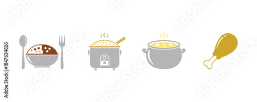 Curry Rice diverse icon set
