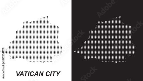 Vatican City Map Vector, Southern Europe City State Dotted Pattern Black and White Shapes, Vatican City Infographic Template, Editable EPS Vatican City Geography