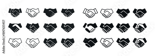 Variety of handshake icons in different styles and designs