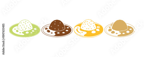 Curry Rice colorful icon collection

