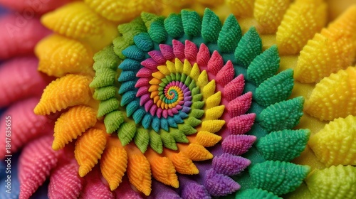 Colorful Spiral Pattern of Shells with Vibrant Textures and Shapes
