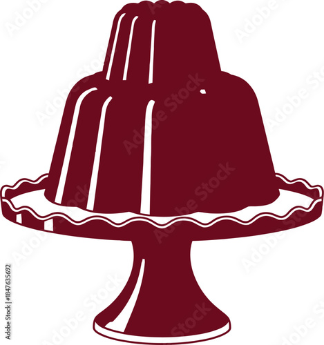 Vibrant pink jelly mold dessert on cake stand