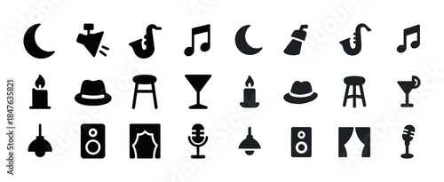 Music and leisure icons: patterns of instruments and lifestyle e