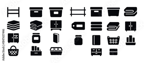 Household storage and organization icons collection