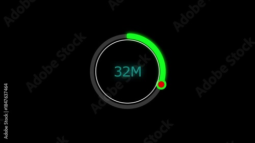 32 Meter Glowing line Letter Icon animation. Distance Counter Circular Meter Progress Animation. 32 Meter Glowing line Letter Icon animation. and creating a stunning 4k video.