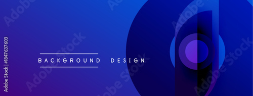 Abstract blue gradient background. Circular shapes overlap creating dynamic visual effect. Text reads background design. Modern, sleek presentation.