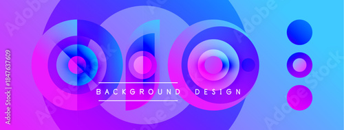 Abstract vibrant background. Circles overlap creating dynamic visual effect. Gradient colors blend smoothly, modern design element.