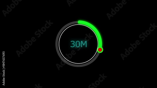 30 Meter Glowing line Letter Icon animation. Distance Counter Circular Meter Progress Animation. 30 Meter Glowing line Letter Icon animation. and creating a stunning 4k video.