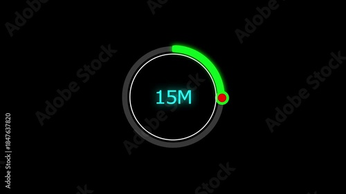 15 Meter Glowing line Letter Icon animation. Distance Counter Circular Meter Progress Animation. 15 Meter Glowing line Letter Icon animation. and creating a stunning 4k video.