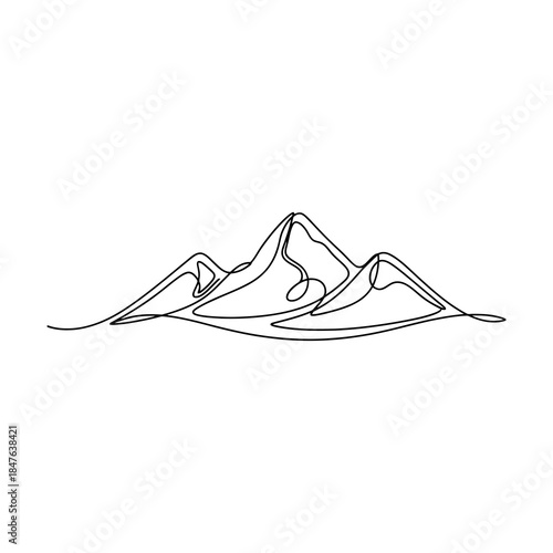 Minimalist Mountain Range Line Art Drawing Abstract Landscape Outline Graphic