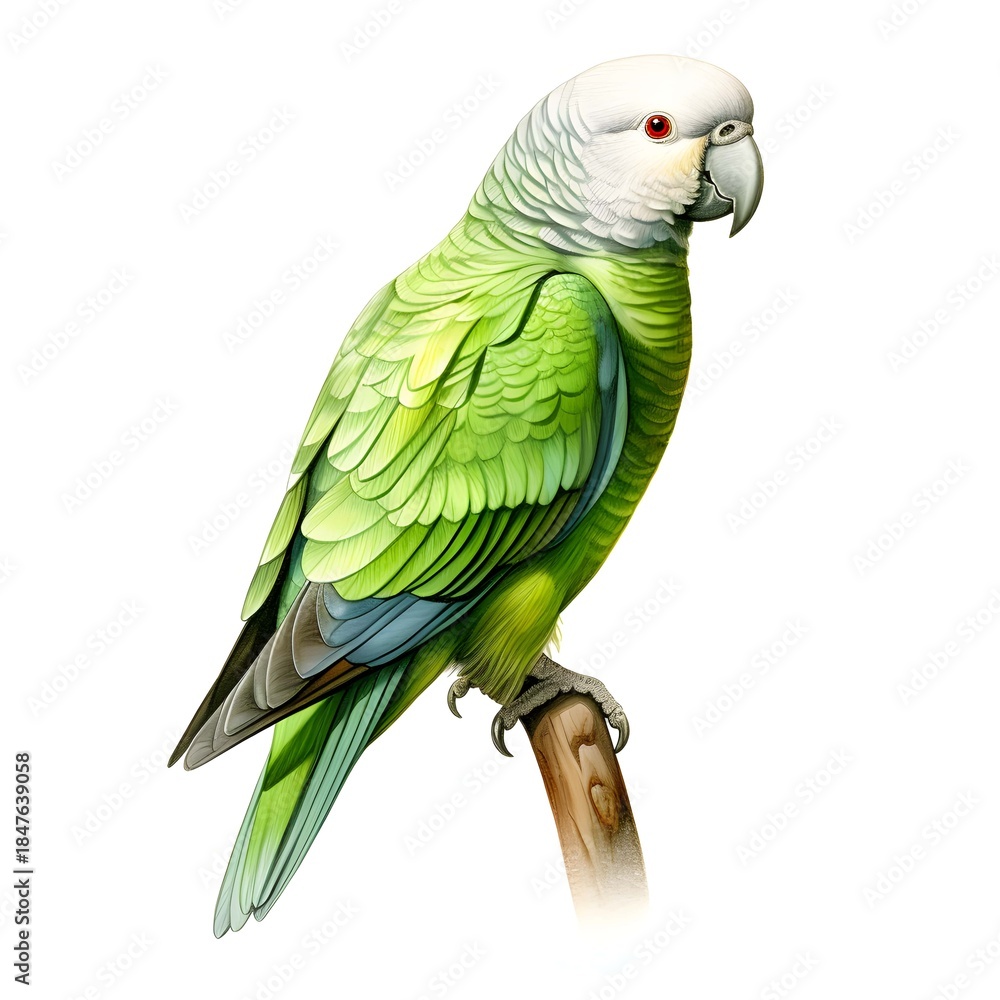 Obraz premium Elegant white-fronted amazon parrot perched on a branch