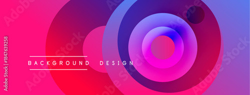 Vibrant abstract background. Concentric circles blend pink, purple, blue hues. Modern design elements create dynamic visual impact.