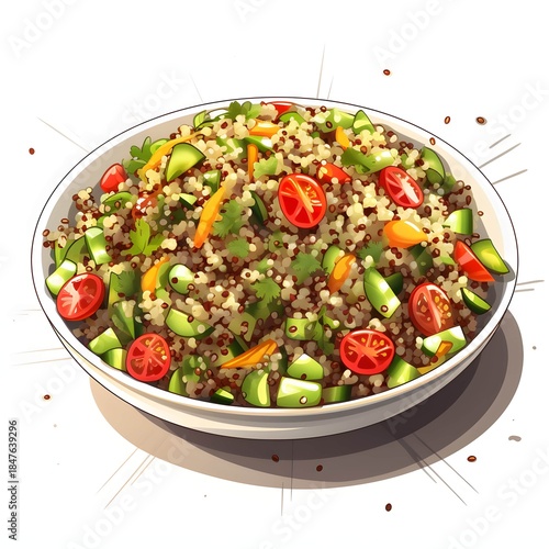 Fresh quinoa salad with vegetables in a bowl, vibrant and healthy eating concept