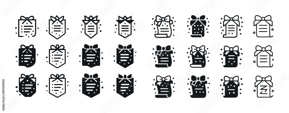 Obraz premium Gift icon set vector collection in black and white with various