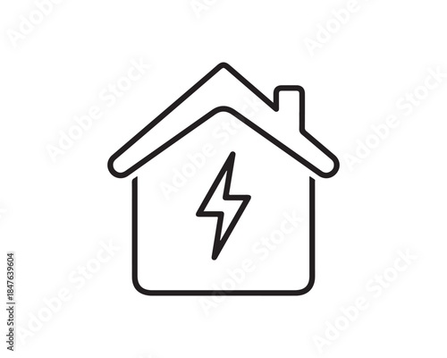 Electric House Icon. Energy and Power Supply Symbol. Smart Home Electricity.
