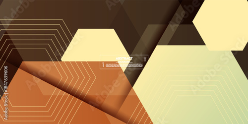 Abstract flowing brown hexagon pattern background. Trendy and simple wavy liquid banner concept. Vector eps10
