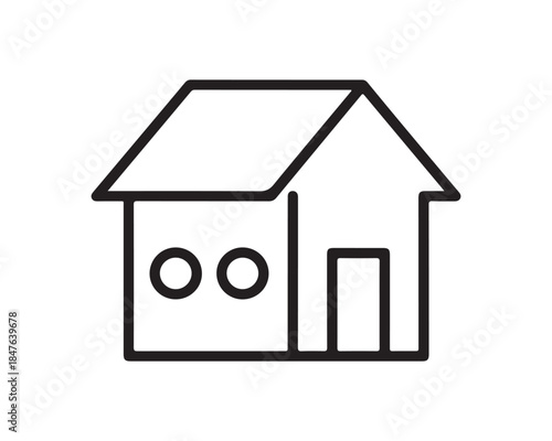 Minimalist House Icon Outline on White Background - Home and Real Estate Symbol