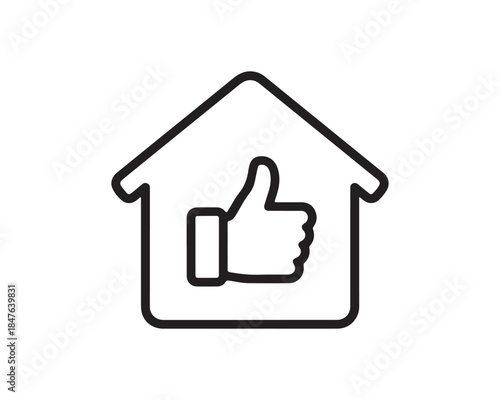 Good House Thumbs Up Icon - Home Approval, Real Estate, and Positive Feedback Symbol