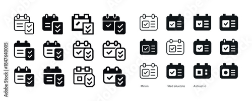Calendar and checklist icons in various styles